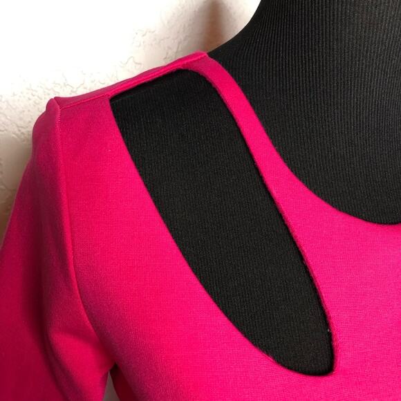 Boston Proper bright pink cutout neckline sheath dress size Small - Picture 5 of 14